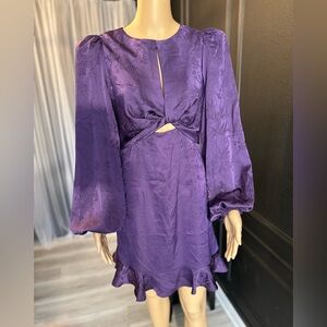 ASTR the label Long Sleeve Purple Dress with Cut-Out Design